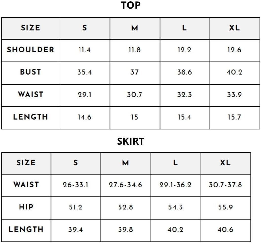 Size guide (inches)