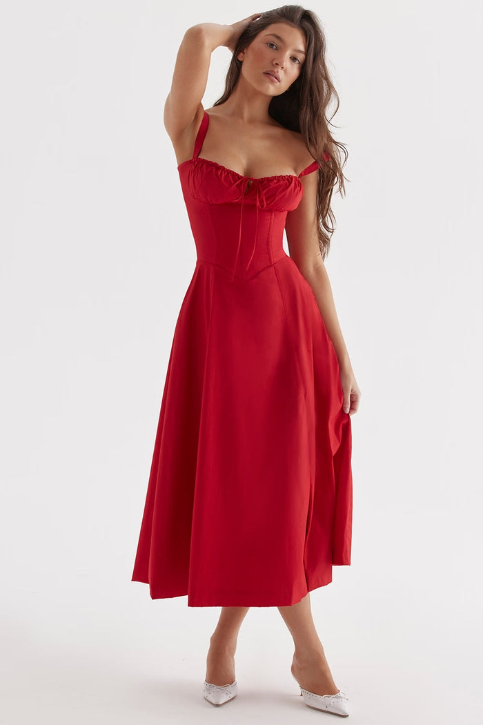 Vivienne – Floral Bustier Midi Dress