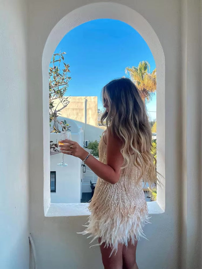Camilla – Feathered Party Mini Dress