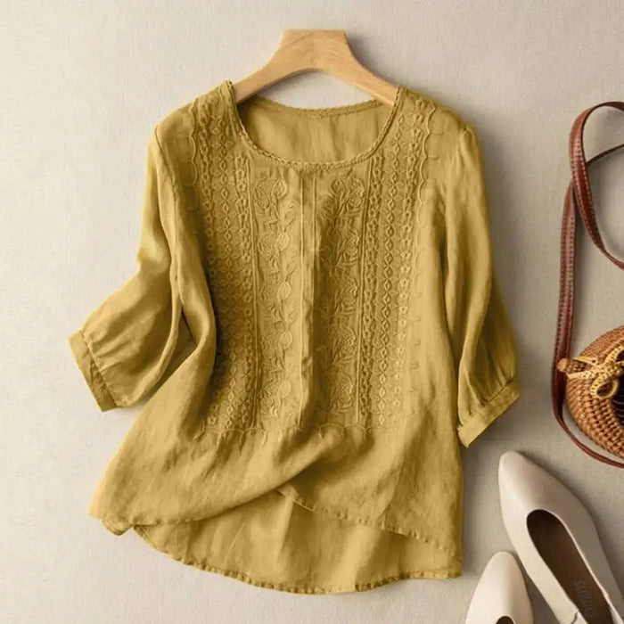 Solene – Embroidered Cotton-Linen Blouse