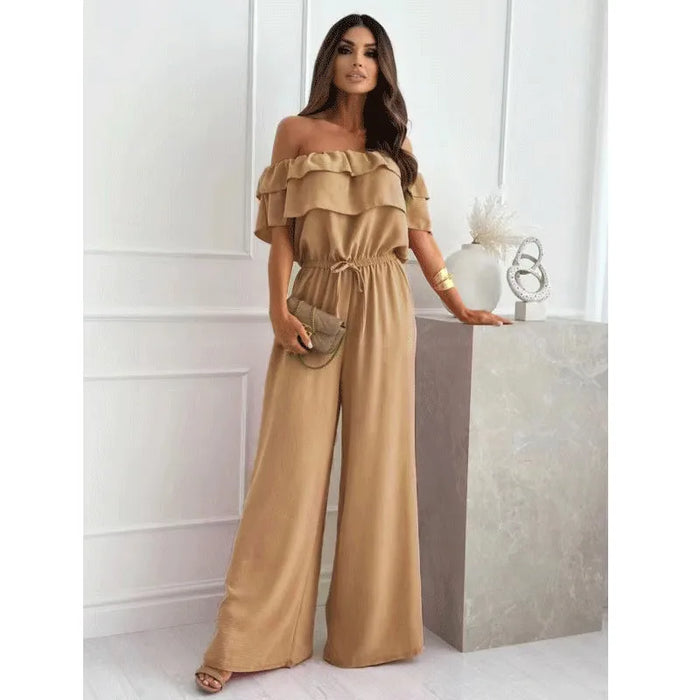 Riviera Chic Off-Shoulder Jumpsuit