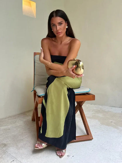 Calla – Strapless Art Print Maxi Dress