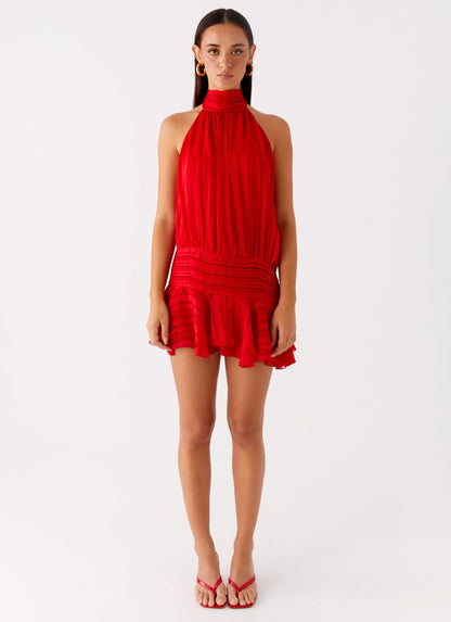 Malia – Halter Neck Ruffle Mini Dress