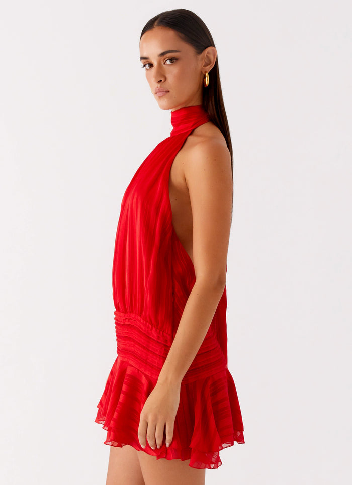 Malia – Halter Neck Ruffle Mini Dress