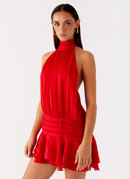 Malia – Halter Neck Ruffle Mini Dress