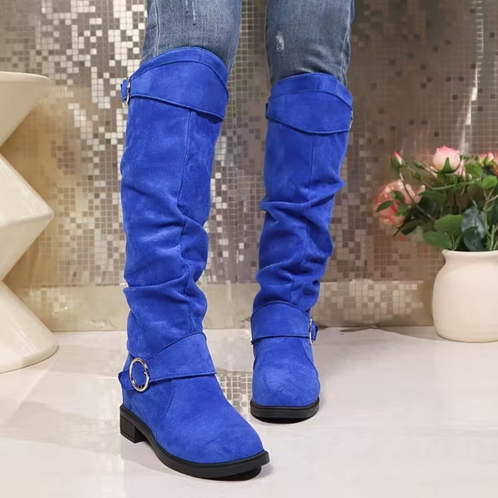 ALINA | Slouchy Buckle Strap Knee-High Boots