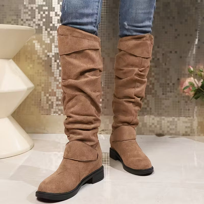 ALINA | Slouchy Buckle Strap Knee-High Boots