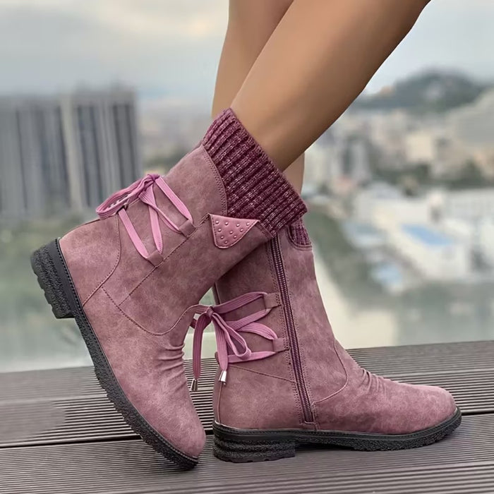 MIRELLA | Cosy Lace-Up Mid-Calf Boots