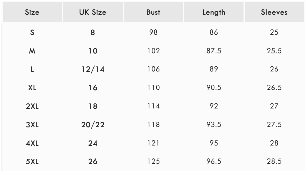 Size guide (cm)