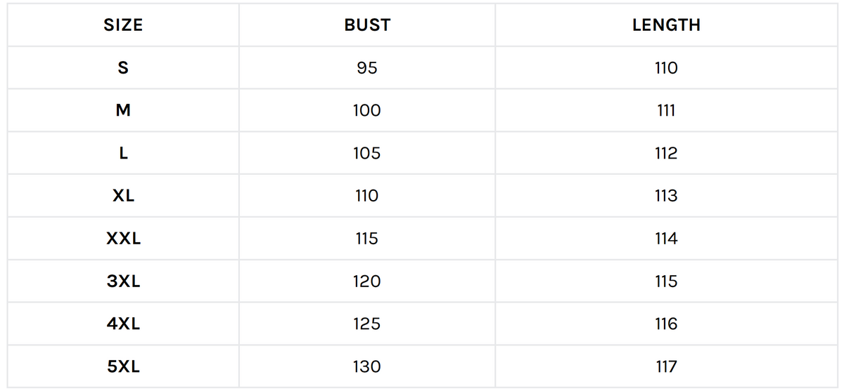 Size guide (cm)