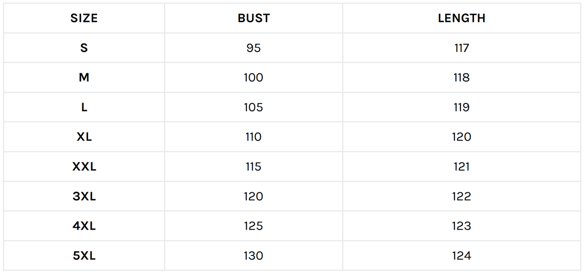 Size guide (cm)
