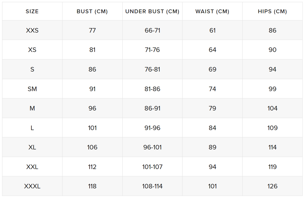 Size guide (cm)