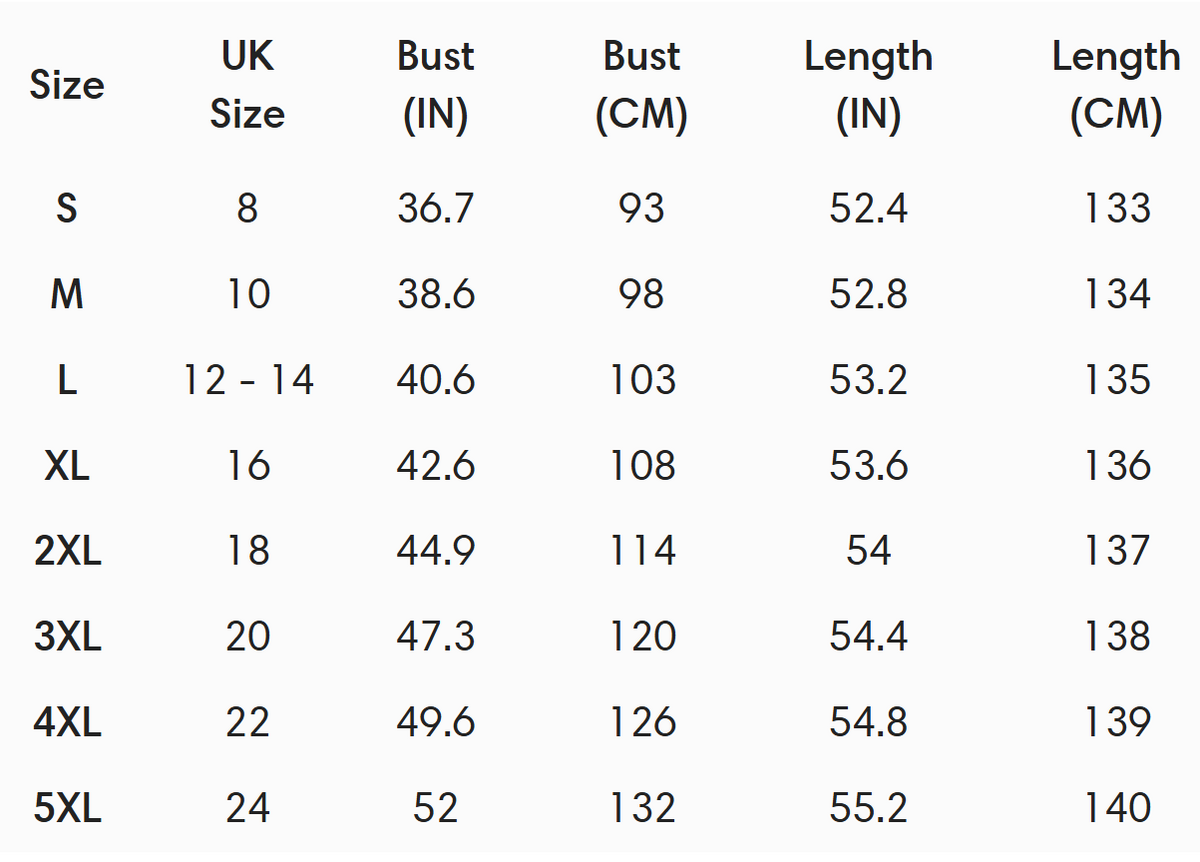 Size guide (cm)