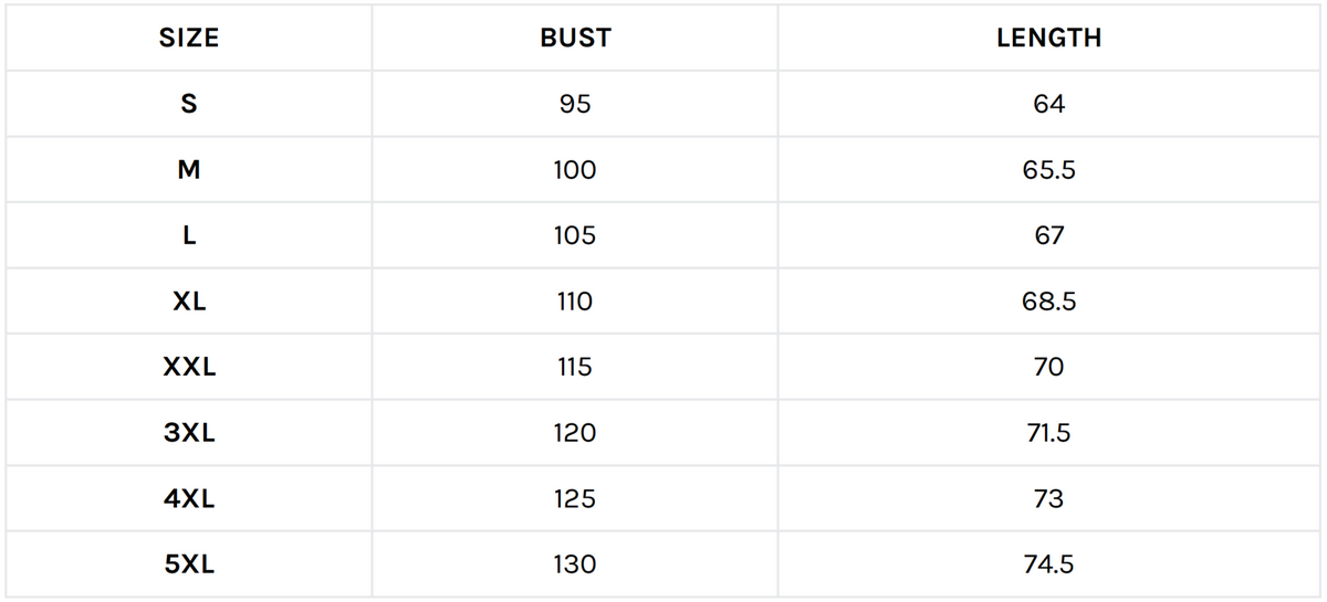 Size guide (cm)