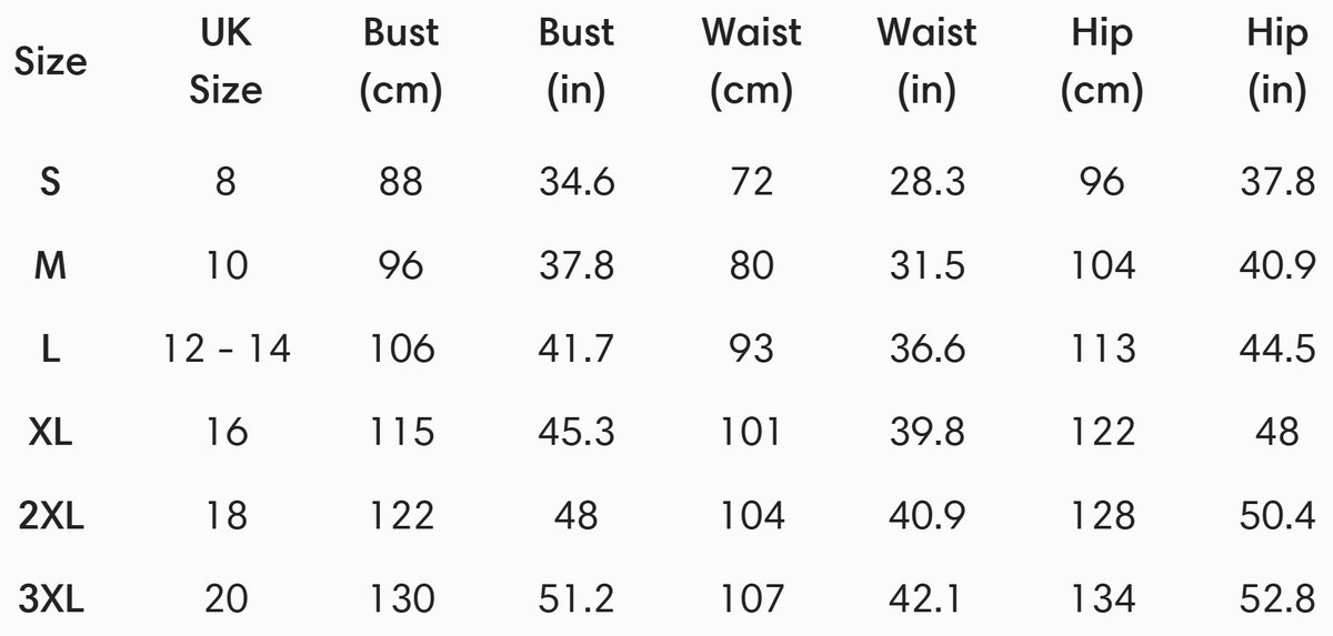 Size guide (cm)