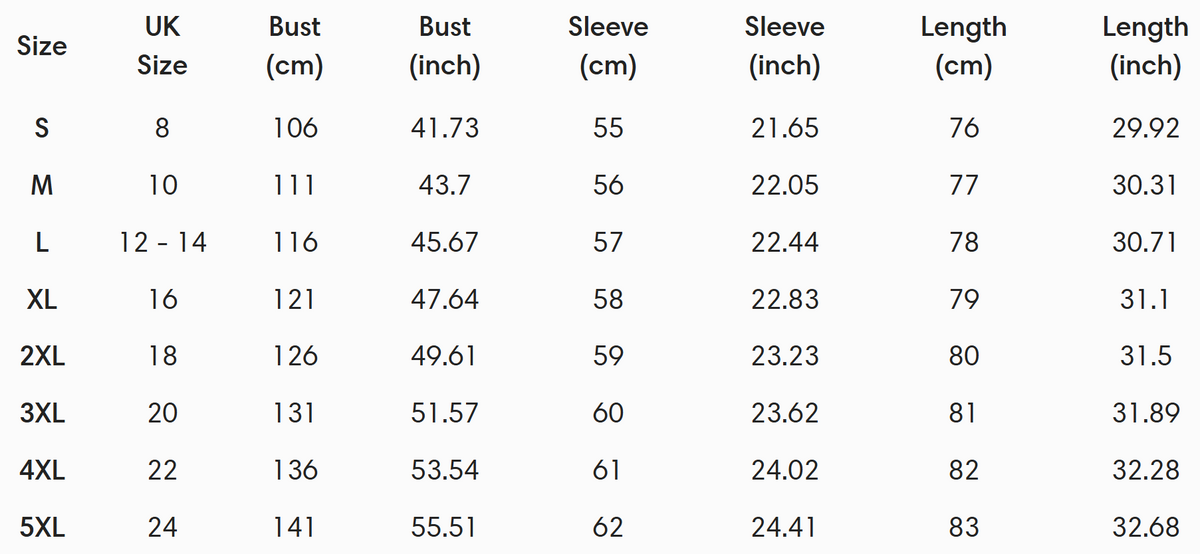 Size guide (cm)