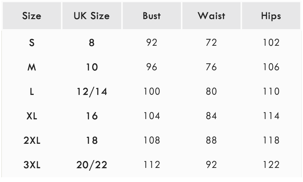 Size guide (cm)