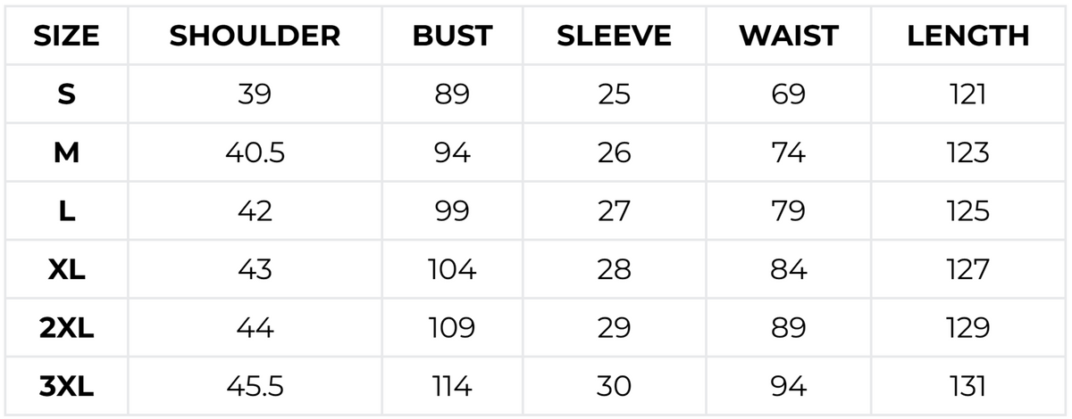 Size guide (cm)