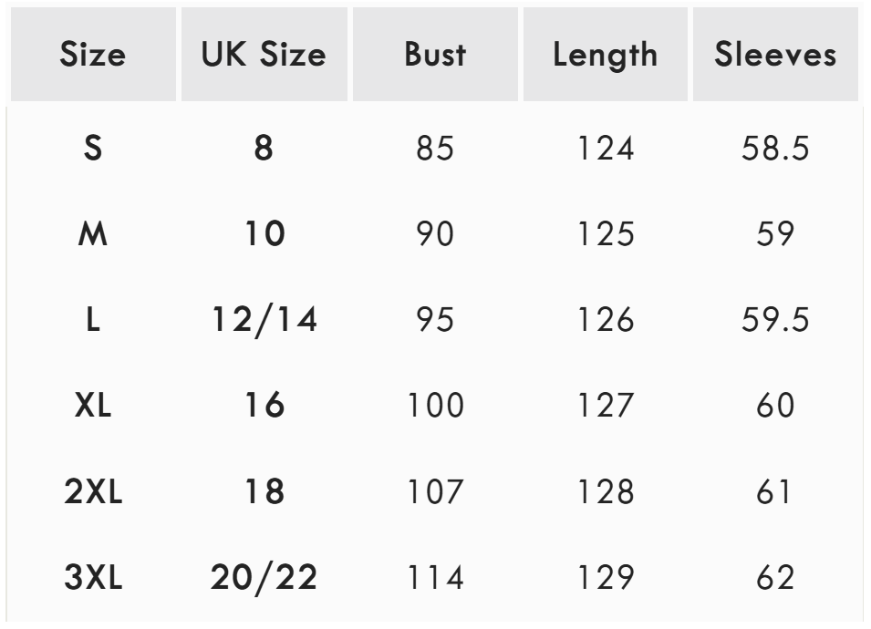 Size guide (cm)