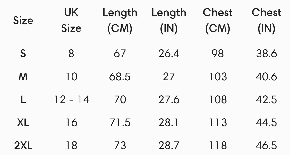 Size guide (cm)
