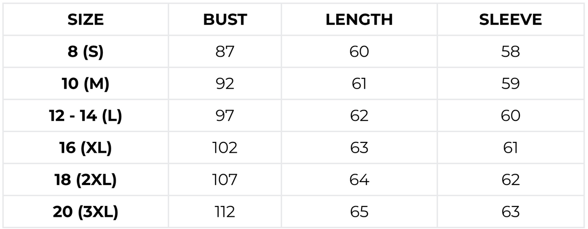 Size guide (cm)