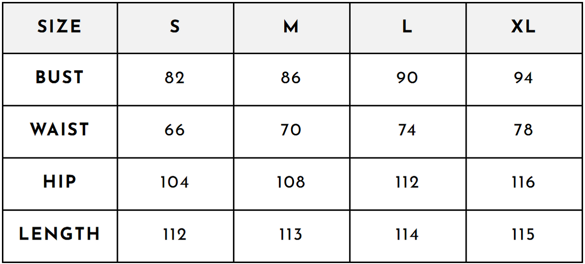 Size guide (cm)