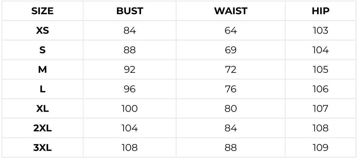 Size guide (cm)