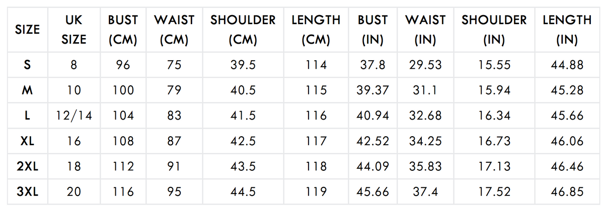 Size guide (cm)