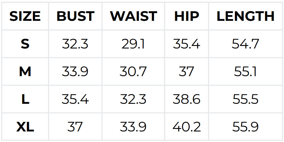 Size guide (inches)