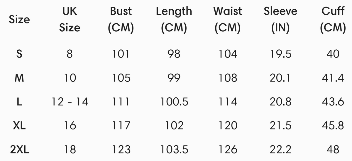 Size guide (cm)