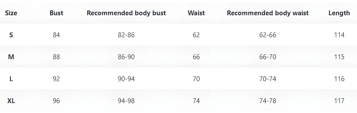 Size guide (cm)