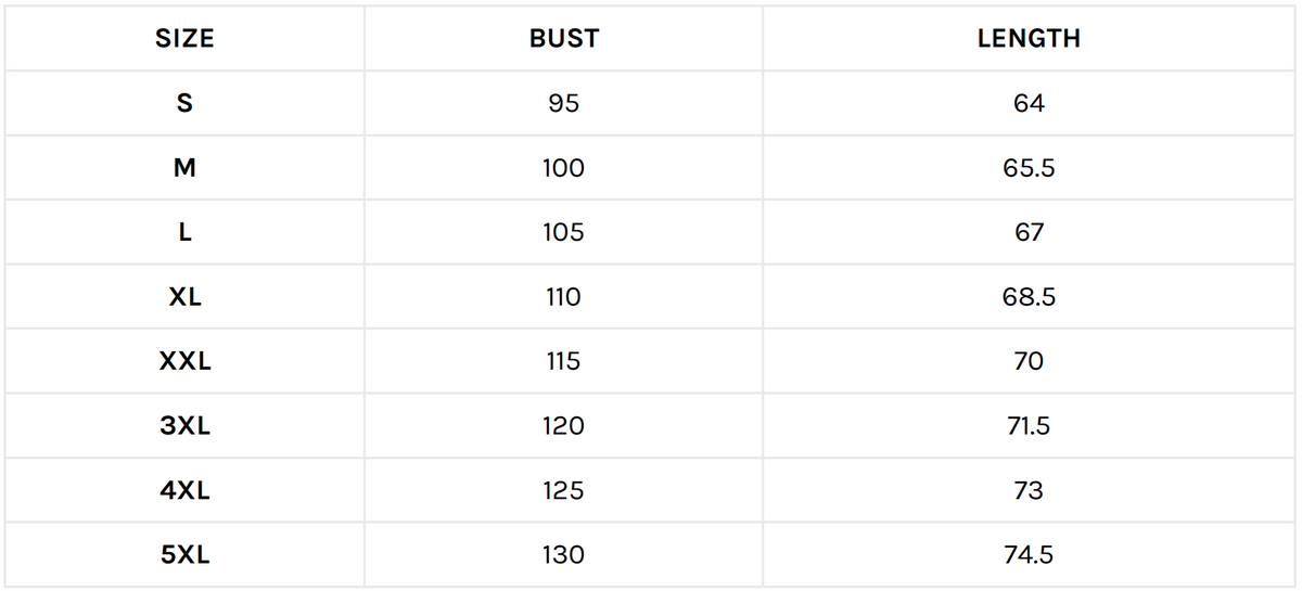 Size guide (cm)