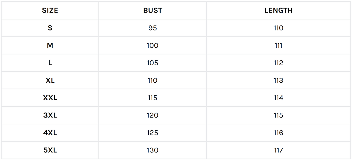 Size guide (cm)