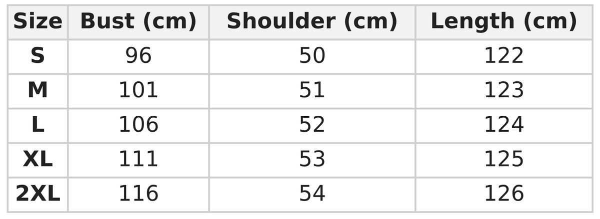 Size guide (cm)