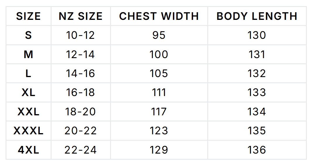 Size guide (cm)