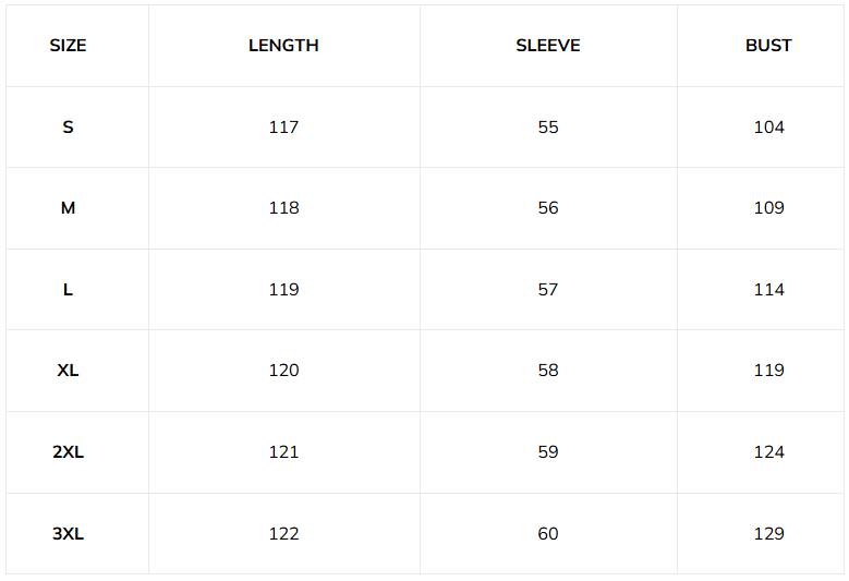 Size guide (cm)