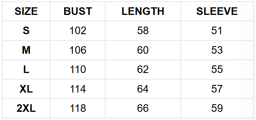Size guide (cm)