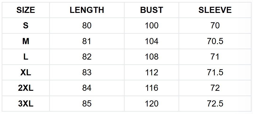 Size guide (cm)