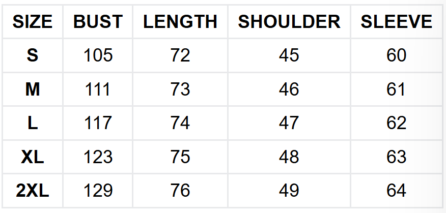 Size guide (cm)