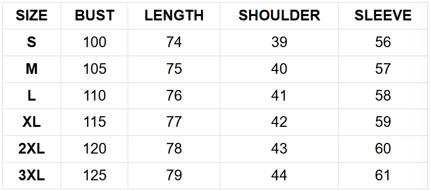 Size guide (cm)