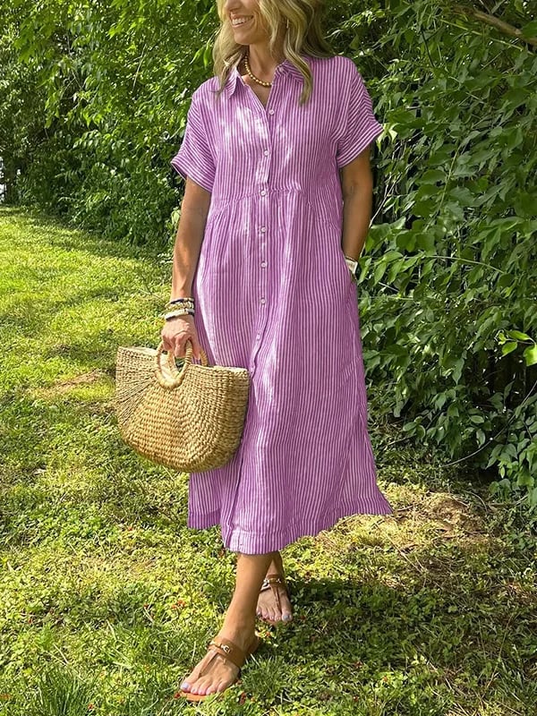 Arlise – Striped Shirt Dress