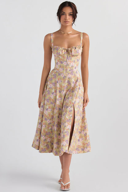 Vivienne – Floral Bustier Midi Dress