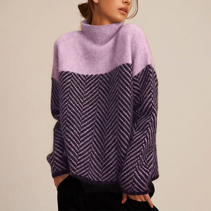 Elise – Herringbone Turtleneck Jumper