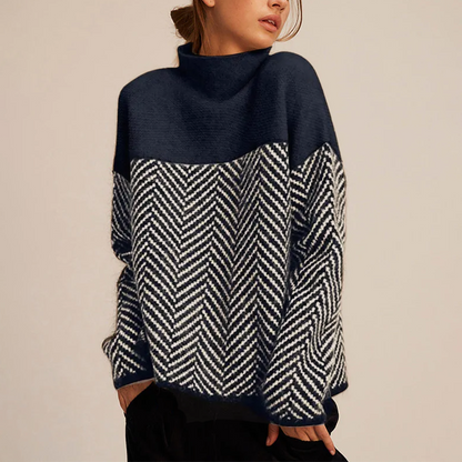 Elise – Herringbone Turtleneck Jumper