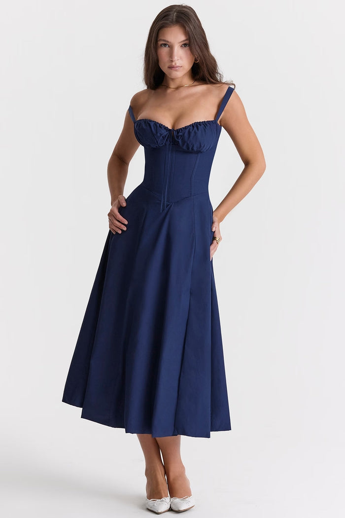 Vivienne – Floral Bustier Midi Dress