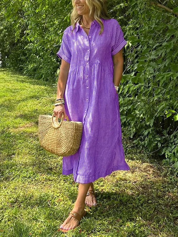 Arlise – Striped Shirt Dress