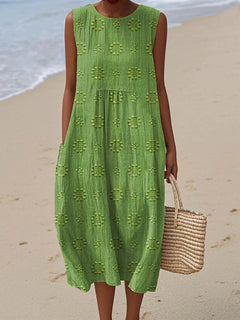 Fleur – Embroidered Sleeveless Midi Dress