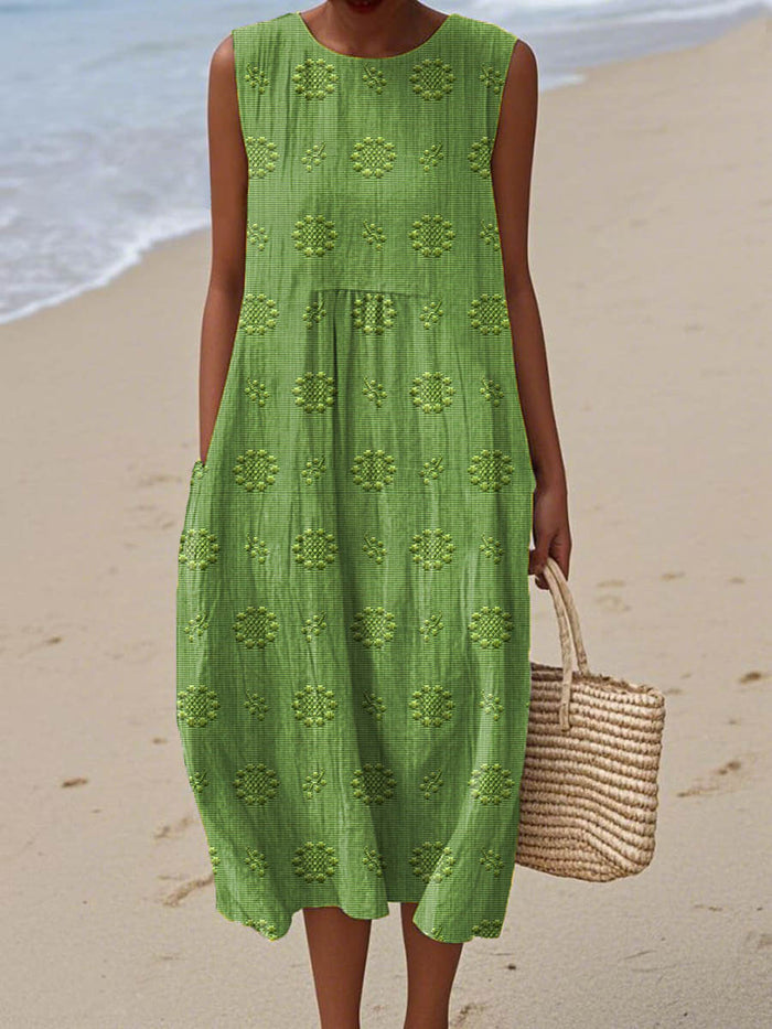 Fleur – Embroidered Sleeveless Midi Dress