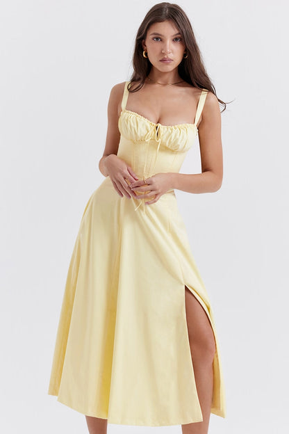 Vivienne – Floral Bustier Midi Dress