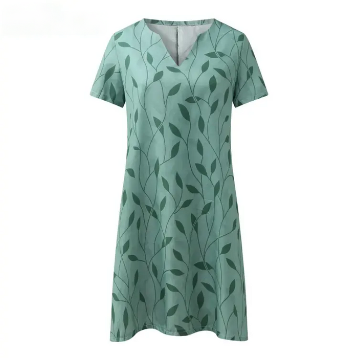 Margot - Printed V-Neck A-Line Dress